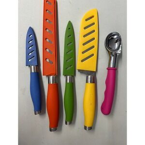 Skandia 5 Piece Kitchen Knife Set with Blade Guards and Ice Cream Scoop Multi